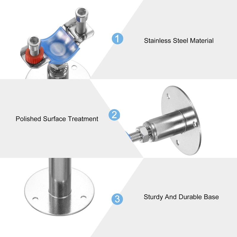 sourcing map 2Pcs Pipe Support, Stainless Steel Wall Mount Ceiling