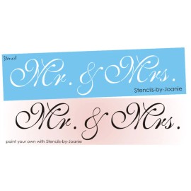 Stencils by Joanie Joanie 4"x12" STENCIL Wedding Mr Mrs Bride Groom French Script Cottage DIY Signs
