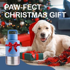 KEWIXY Insulated Dog Travel Water Bottle with Detachable Bowls, 3 in 1 Portable Dog Water Bottle Dispenser, Dog Accessories for Walking, Hiking, Camping, Outdoor (Sky Blue, 32 Oz)