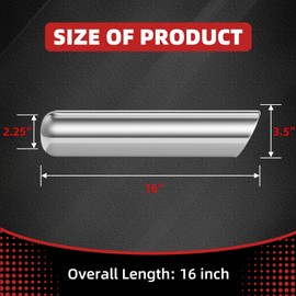LCGP 2.25 Inch Inlet Exhaust Tip, 2.25" Inlet 3.5" Outlet 16" Overall Length Polished Stainless Steel Diesel Exhaust Tip for 2 1/4 Inch OD Tailpipe, Rolled Angle Cut, Weld On DT-243516RAC