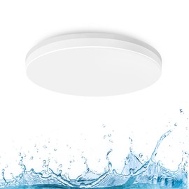 LVWIT 18 W LED Round Ceiling Light, IP65 Waterproof Bathroom Lamp, 4000 K Neutral White Ceiling Light, 1800 lm Lamp, Suitable for Bathroom, Kitchen, Living Room, Balcony, Diameter 280 mm