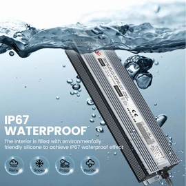 LED Driver 400W Waterproof Power Supply IP67 Transformer, Adapter Converter AC 100V-265V AC to 12V DC 33.3A Low Voltage Output with 3-Prong Plug for LED Light, Computer Project, Outdoor Use