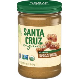 Santa Cruz Organic Crunchy Dark Roasted Peanut Butter, 16 oz (pack of 3)