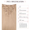 MAXITA Hair Extensions Clip in Human Hair, 7PCS 120g Pinky