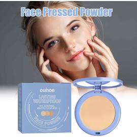PAREKS Polvo Larga duración,Polvo Maquillaje prensado para Piel Sana Polvo Facial portátil para Mujeres y niñas Todo Tipo Piel