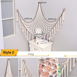 QYINXIU Stuffed Animal Toy Hammock Hanging Large Macrame Toy Hammock Organizer Pet Net for Stuffed Animal Display Corner Plush Toys Net Holder Decor for Nursery Playroom Bedroom (Without light)