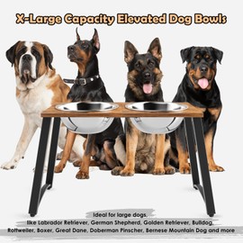 ADENGL Elevated Dog Bowls for X-Large Dogs with Two 3000ml/101oz Stainless Steel Bowls, 16" Tall Raised Dog Bowl Stand