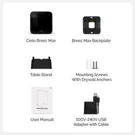 Breez Max | Smart AC Controller | WiFi Thermostat for Mini-Split, Window, Portable ACS/Heat Pumps | AI-Based Tech | Free App, No Subscriptions | Alexa, Google, Siri Shortcuts, IFTTT (Black)