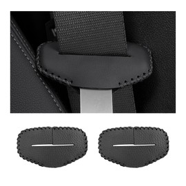 Augeny 2PCS Seat Belt Buckle Cover, Anti-Scratch Leather Car Seat Belt Silencer Clip Holster, Auto Seat Belt Buckle Protector, Universal Interior Decor Accessories for Most Vehicles (Black)