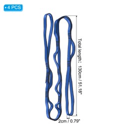 PATIKIL 51 Inch Daisy Chain Straps, 4 Pack Strong Climbing Strap Adjustable Nylon Chain Sling with 8 Loops for Aerial Yoga Hammock Swing, Blue