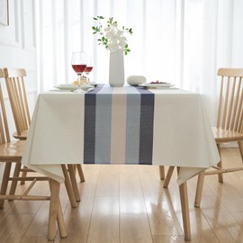 Arwllzz White Table Cloths 140x140cm Washable Dust-Proof Square Tablecloth Wipe Clean Reusable Elegant Tabletop Decoration for Kitchen Dinning Garden Patio Farmhouse Party Wedding