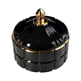 EVEREST GLOBAL Glass Jewelry Jar Cube Facets Candy Storage Bowl with Lid Sugar Cans Kitchen Bath