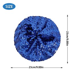 Pack of 2 Sequin Hat, Hat with Shiny Sequins, Women's Beret Hat with Glittering Sequins, Women's Glittering Sequins Beret Hat Suitable for Parties, Disco Outfit Accessory (Blue, Silver)