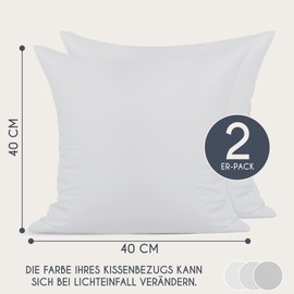 Cushion Cover 40 x 40 cm Renforcé Cotton (Set of 2) – White – Densely Woven with 57 Threads/cm² – 40 x 40 cm Cushion Cover – Oeko Tex Certified Dreamzie