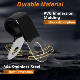 KPALAG 30 PCS 1/4" Brake Line Clips 304 Stainless Steel Rubber Coated Insulated Cable Clamps-Metal Wire Clamps, Hose Clamp, Pipe Clamp for 1/4" Tube, Lines(30 PCS Self-Tapping Screws)