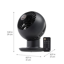 IRIS USA WOOZOO Air Circulator Fan with Remote, Oscillation, 5 Speeds, 82ft Max Air Distance, 90° Adjustable Tilt, 30db Quiet Motor, Small Fan for Bedroom, Office, Dorm, Black