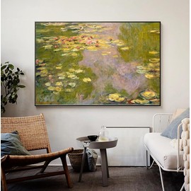 Monet Wall Art - Water Lilies Painting - World Famous Oil Painting Reproduction - Classic Scenic Canvas Wall Decor - Cool Home Decoration for Bedroom Living Room Hallway Unframed(12×16in/30×40cm)…