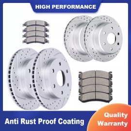 Autopartspconline For Chevy Silverado GMC Sierra 1500 Tahoe Front Rear Drilled Rotors Brakes Pads