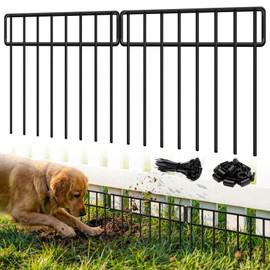 HIHADUUM 20Ft(L) X 13Inch(H) Animal Barrier Fence - 14 Pack Garden Fence Panels, Metal Garden Edging Fence Border No Dig Fencing for Dog Rabbits Ground Stakes Defense and Outdoor Patio Fence Extension