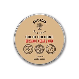Solid Cologne Bergamot, Cedar and Musk - Handcrafted with vegetable oils and butters, Vegan and alcohol-Free cologne