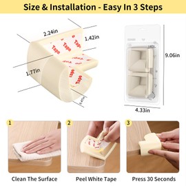 Fvbber 4 Pack Baby Proofing Corner Protectors & Edge Guards - Soft Foam Edge Protectors for Furniture & Table Corners, Child Proofing L Shape White Edge Bumpers and Table Corner Protectors