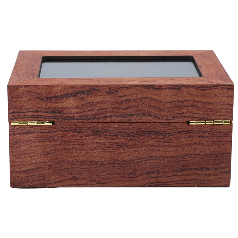 Wooden 3 Grid Watch Display Box Transparent Window Anti‑Slip Watch
