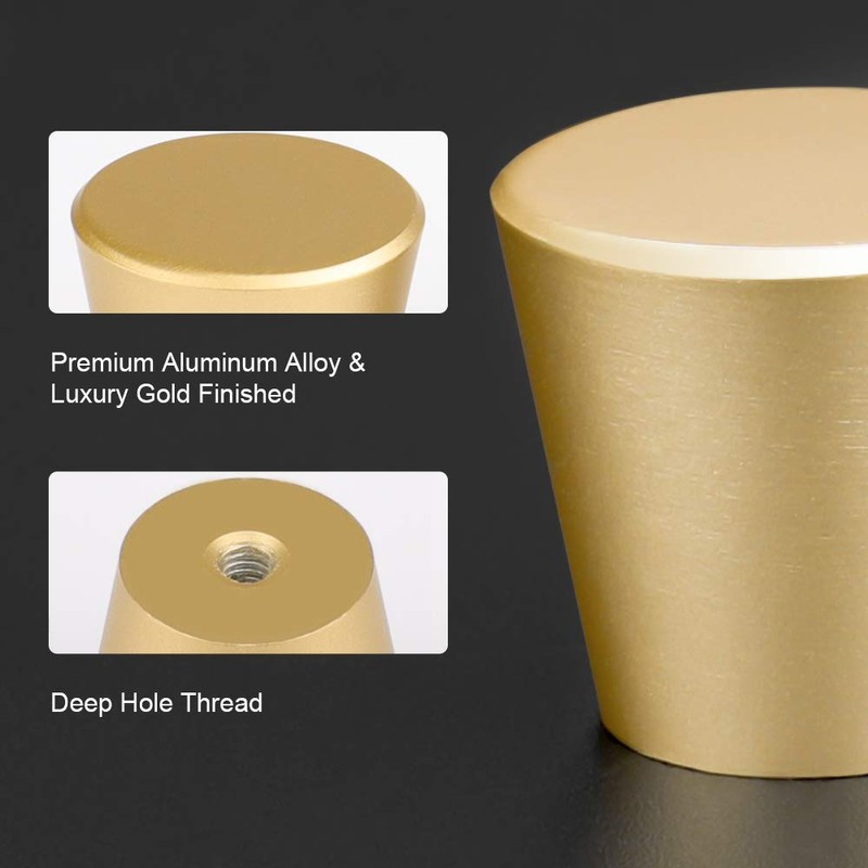LONTAN 10 Furniture Knobs Gold Cabinet Handles Gold Metal Drawer