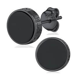 Sterling Silver Black Earrings for Women, Round/Princess Cut Genuine Black Onyx Stud Earrings for Men Fine Jewelry Gifts, Sterling Silver, Agate