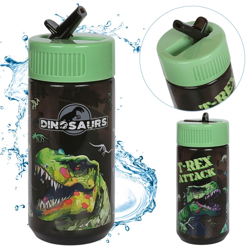 sarcia.eu Dinosaurs WATER BOTTLE with mouthpiece, SCHOOL BOTTLE for boy