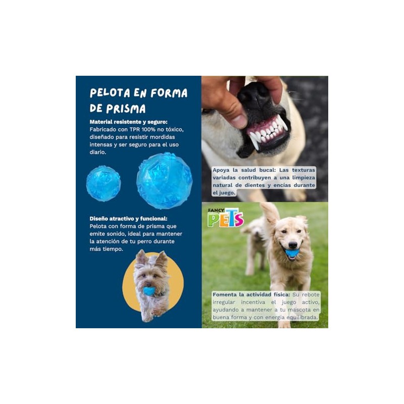 Fancy Pets Juguete Pelota Prisma para Perro con SonidoTamaño Chico