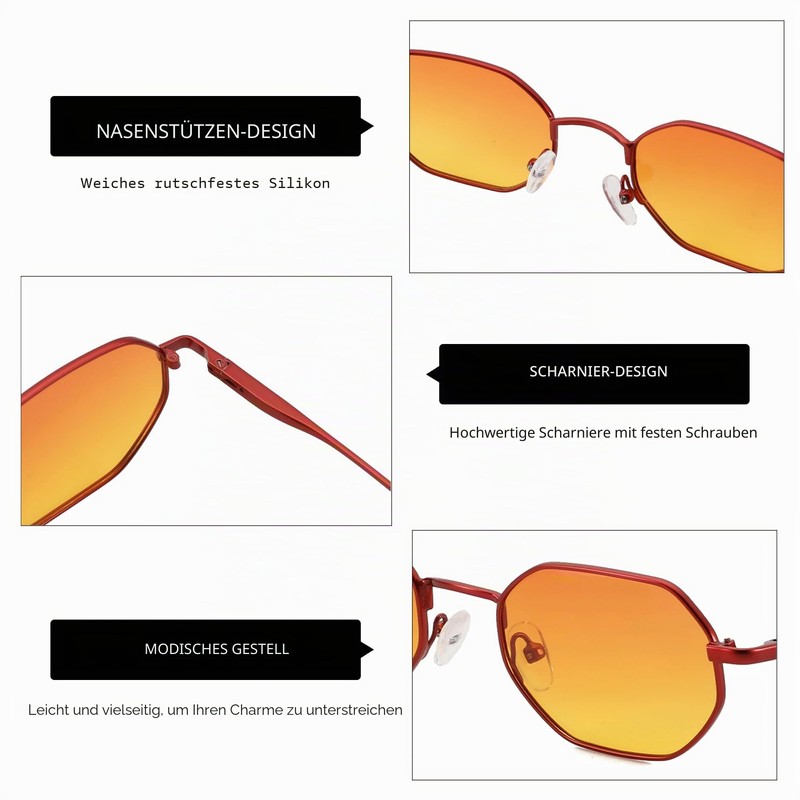ZENOTTIC Mini Cool Octagonal Sunglasses Women Men Polarised Metal Frame