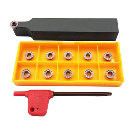 ASZLBYM 10pcs RPMT08T2MOE Indexable Carbide Router Bits Blade Cutter with 16mm SRDPN1616H08 Indexable Carbide Router Tool Holder, Metal Lathe Cutting Tools