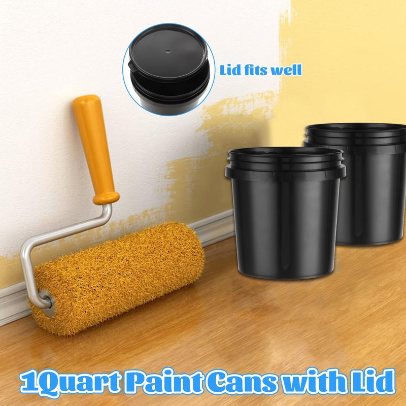 Acrux7 8 Pack 1 Quart Plastic Paint Buckets, Empty Paint