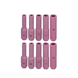 RIVERWELD TIG Alumina Nozzles Ceramic Cups Long Size 10N50L 4L 1/4", 10N49L 5L 5/16", 10N48L 6L 3/8", 10N47L 7L 7/16", 10N46L 8L 1/2" for PTA DB SR WP 17 18 26 TIG Welding Torch 10pcs