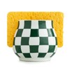 Kitchen Sponge Holder, Ceramic Sponge Organizer Checkered Scrubby Holder Sink