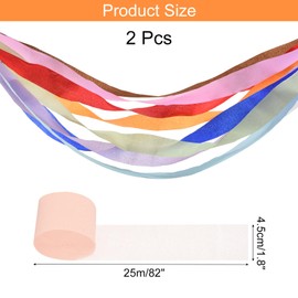 Rebower Crepe Paper Roll, Peach Pink Crepe Paper Streamers Sheets, [for Party Streamer Decorations, Birthday Party] - 1.8 Inch x 82 ft / 2 Roll