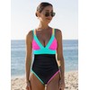 popvil One Piece Swimsuit Women Tummy Control Bathing Suit Neon