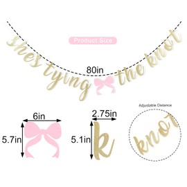 She's Tying The Knot Banner - She's Tying The Knot Bridal Shower Decor,Pink Bow Bunting Banner,Bridal Weekend Decor,Bow Bachelorette Sign (gold)