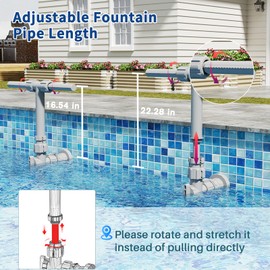Dual Spray Pool Fountain for Above and In-Ground Pools, 2025 Upgrade Retractable Height 360° Adjustable Adjustable Waterfall Sprinkler Fountain High-Pressure for Swimming Pool Spa Cooling, Grey