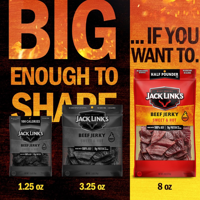 Jack Link's Beef Jerky, Sweet & Hot, Half Pounder Large
