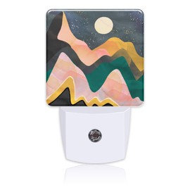 Uiaoiais Plug in Night Lights Abstract Mountains Night Sky and Moon Nightlight Plug Into Wall Dusk to Dawn Sensor LED Night Light for Kid Girls Boys Room Decor,Hallway,Kitchen,Bathroom,Nursery,Stairs