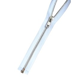 Metall - Reißverschluss GROB Silber - Glanz Reißverschlüsse teilbar 8mm (weiß, 65cm)