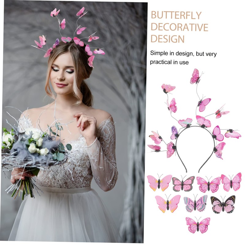 OHPHCALL Bridal Hair Accessories Butterfly Headband Party Headband Butterfly Headpieces