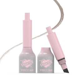 VEECCI Angled Eyebrow Brush Pen - Waterproof Microblading Pencil for Natural Brows & Hairline - Long-Lasting, Quick-Drying, Suitable for All Brows Multifunctional Beauty Tool(Grey Brown)