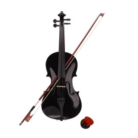 NEW Acoustic Violin W/ Case 4/4 Full Size Bow Rosin Black Basswood Gift