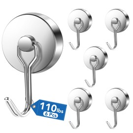 LOVIMAG Mug Hanger Hooks, 6 Pcs Magnetic Hooks 2025 Cruise Cabins Essentials Strong Heavy Duty Magnets Decorations Must Haves Travel Classroom Home Refrigerator Door Fridge Lanyards, Silver