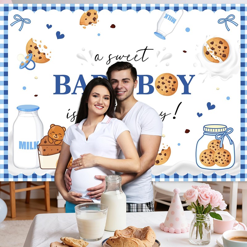 Mocsicka Cookie Baby Shower Backdrop A Sweet Baby Boy is