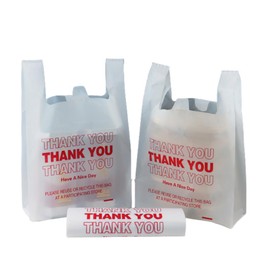 Senfuu Plastic Shopping Bags, Tote Bags, Thank You Gusset, Hook Hole, Stores, Restaurants, No. 45, Milky White, 100 Pieces