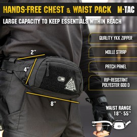 M-Tac Fanny Pack for Men - Small Companion Waist Pack - Tactical Style Belt Bag EDC (Black)