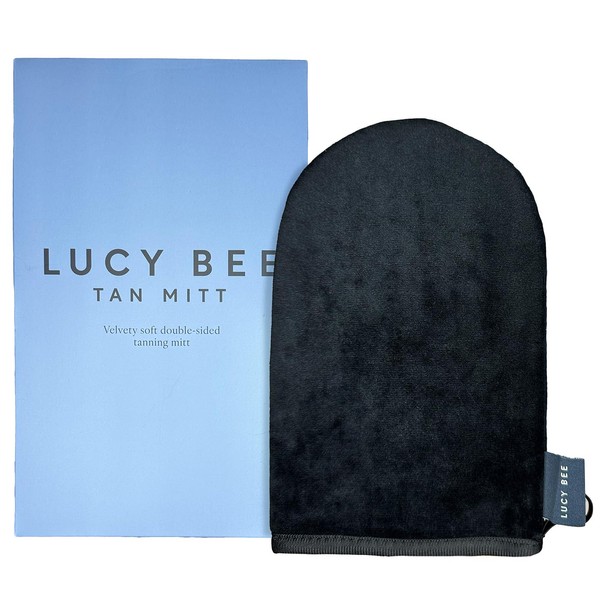 Lucy Bee Wiederverwendbarer Selbstbräuner-Handschuh für Selbstbräuner, doppelseitiger, samtweicher Applikator für eine streifenfreie Kunstbräune und fleckenfreie Hände, waschbarer schwarzer